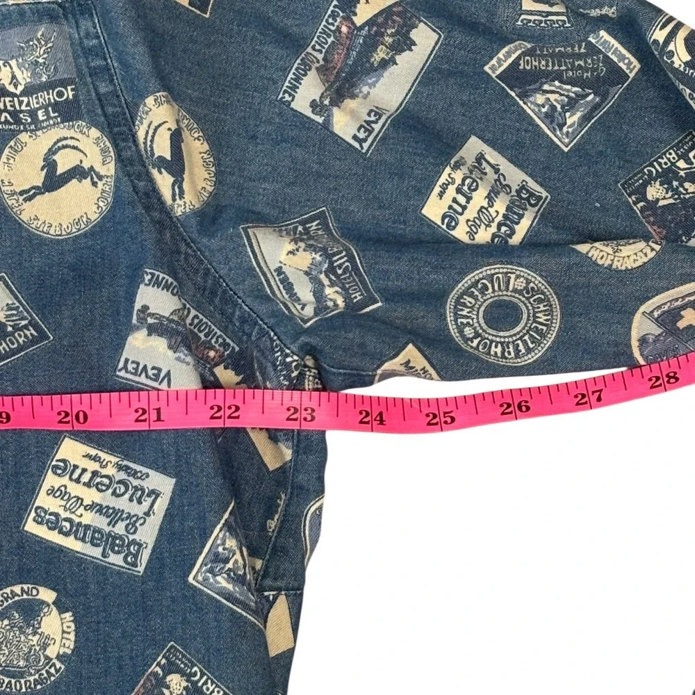 VTG 90s‎ Lizwear Denim Postage Stamp Western Button Down Shirt - Picture 6 of 6